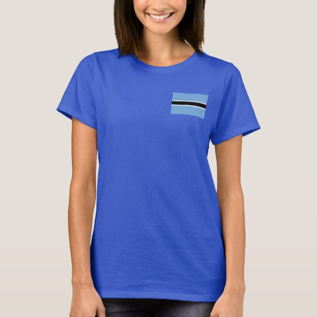 Botswana Flag and Map dk T-Shirt (Front)