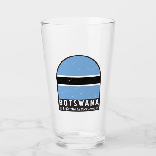 Botswana Flag Emblem Distressed Vintage Glass