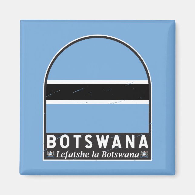 Botswana Flag Emblem Distressed Vintage Magnet (Front)