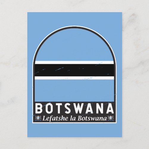 Botswana Flag Emblem Distressed Vintage Postcard