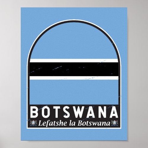 Botswana Flag Emblem Distressed Vintage Poster