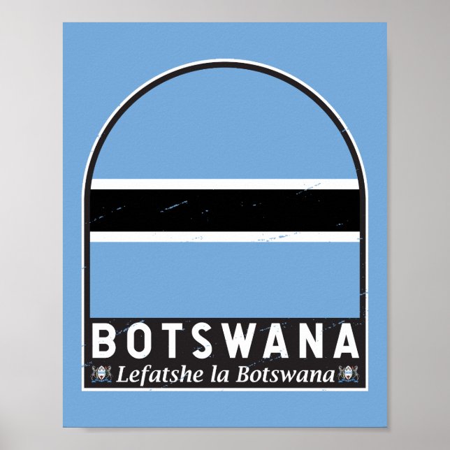 Botswana Flag Emblem Distressed Vintage Poster (Front)
