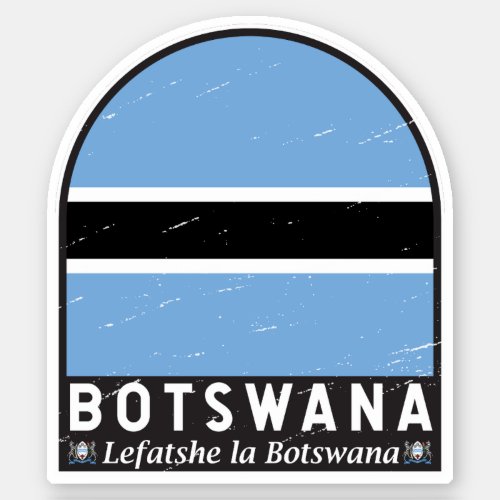 Botswana Flag Emblem Distressed Vintage Sticker