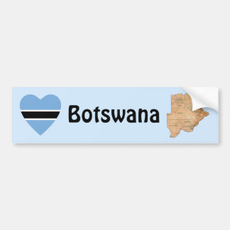 Botswana Flag Heart + Map Bumper Sticker