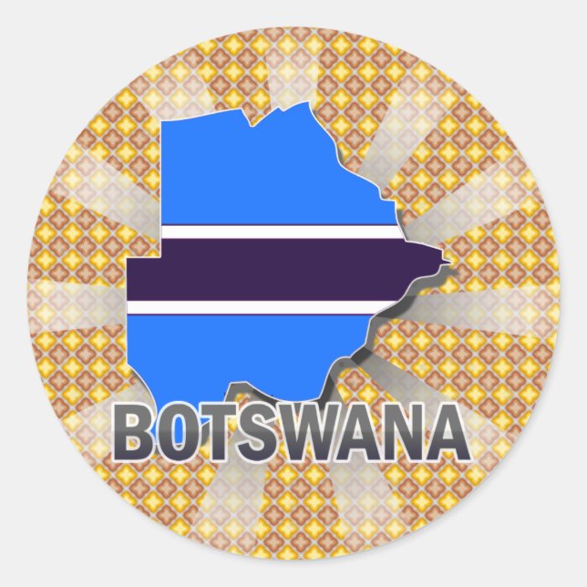 Botswana Flag Map 2.0 Classic Round Sticker (Front)