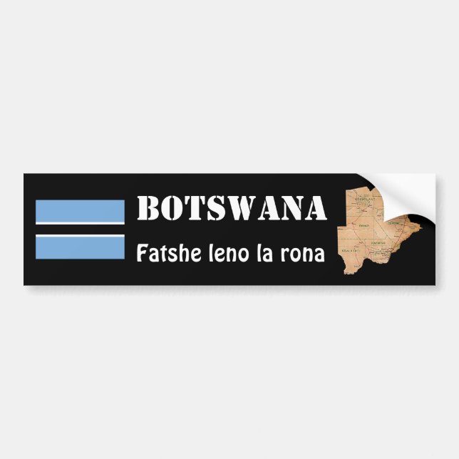 Botswana Flag + Map Bumper Sticker (Front)
