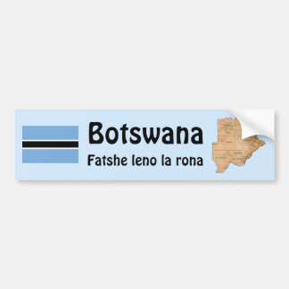 Botswana Flag + Map Bumper Sticker