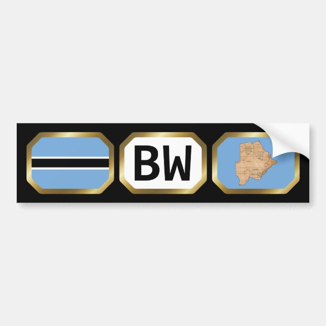 Botswana Flag Map Code Bumper Sticker (Front)