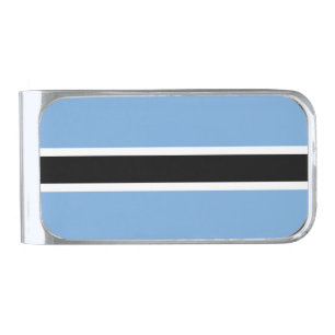 Botswana flag silver finish money clip