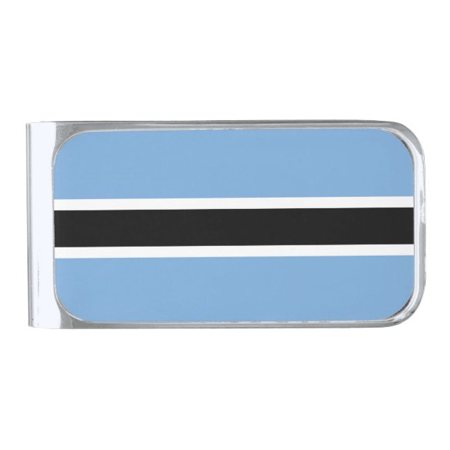 Botswana flag silver finish money clip (Front)