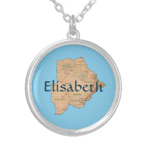Botswana Map + Name Necklace