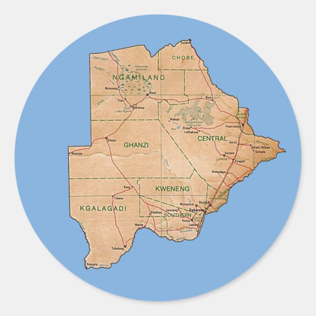 Botswana Map Sticker (Front)