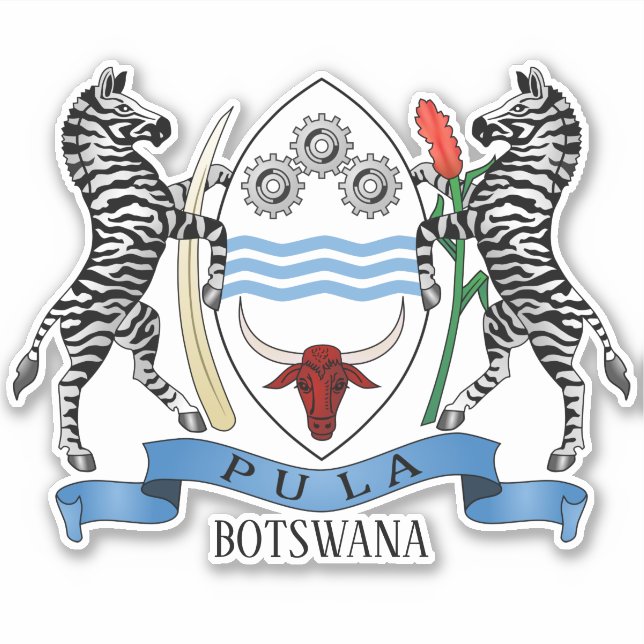 Botswana National Coat Of Arms Patriotic Sticker (Front)