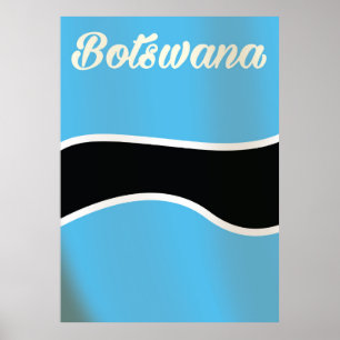 Botswana National Flag vintage style travel poster