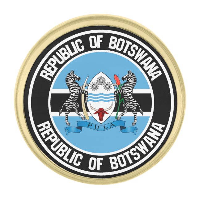 Botswana Round Emblem Gold Finish Lapel Pin (Front)