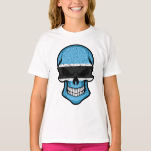 Botswana Smiling Skull Flag  T-Shirt