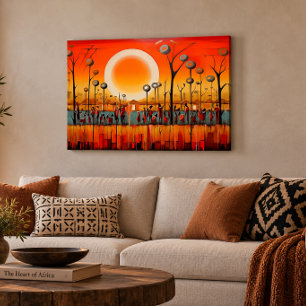 Botswana Sunset 36x24 Gallery Wrap