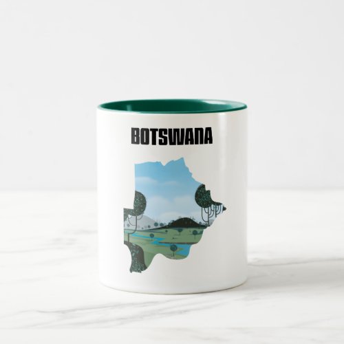 Botswana travel poster Two_Tone coffee mug