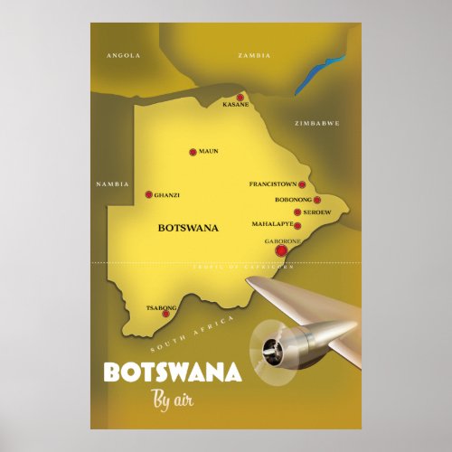 Botswana vintage style travel poster poster