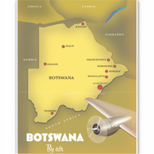 Botswana vintage style travel poster. sticker