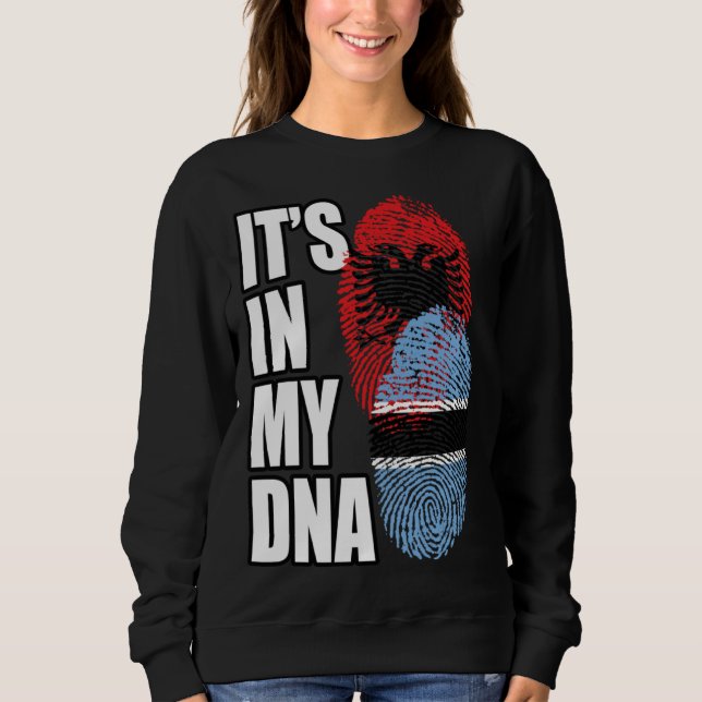 Botswanan And Albanian Mix DNA Flag Heritage Sweatshirt (Front)