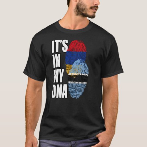 Botswanan And Armenian Mix DNA Flag Heritage T_Shirt