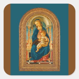 Botticelli 1445-1510 Madonna and Child Enthroned  Square Sticker