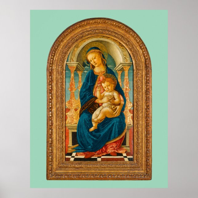 Botticelli (1445-1510) Madonna & Child Enthroned  Poster (Front)