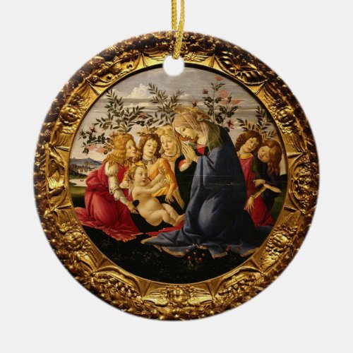 Botticelli Madonna Adoring the Child with 5 Angels Ceramic Ornament