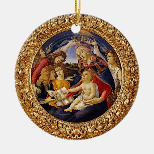 Botticelli Madonna of Magnificat Child and Angels Ceramic Ornament
