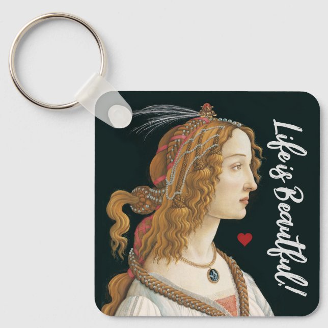 Botticelli Nymph Portrait Painting Art Keychain (Front)