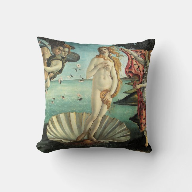 Botticelli Renaissance Painting Throw Pillow (Front)