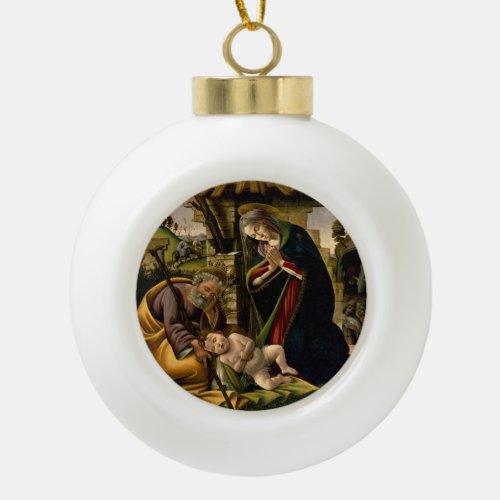Botticelli The Adoration of the Christ Child  Ceramic Ball Christmas Ornament
