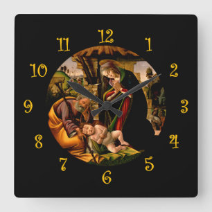 Botticelli ~ The Adoration of the Christ Child ~ Square Wall Clock