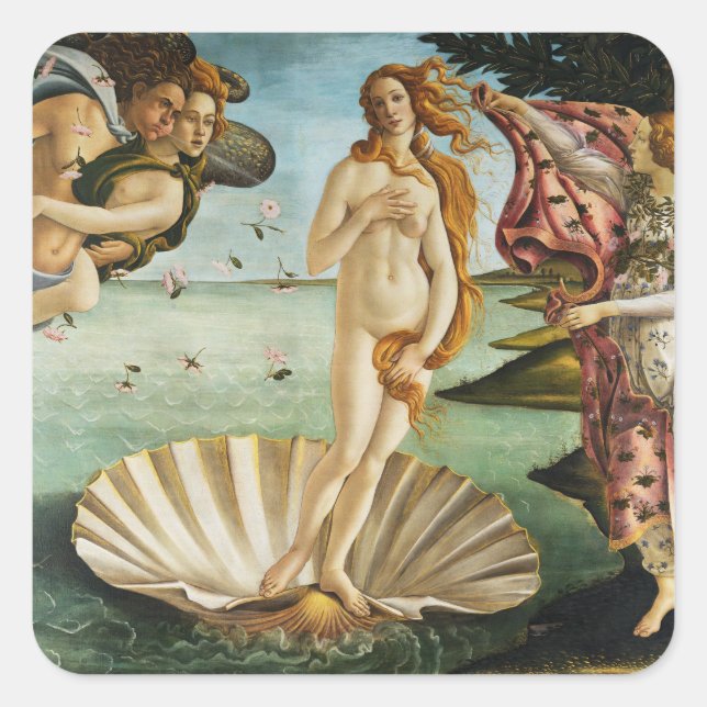 BOTTICELLI - The birth of Venus 1483 Square Sticker (Front)