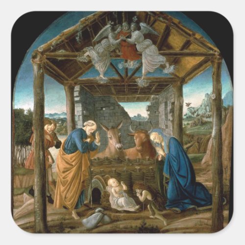 Botticelli _ The Nativity famous painting Square Sticker