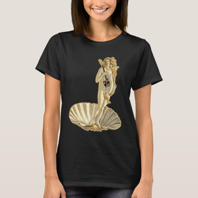 Botticelli Venus With Electric Guitar Rock Guitari T-Shirt (Front)