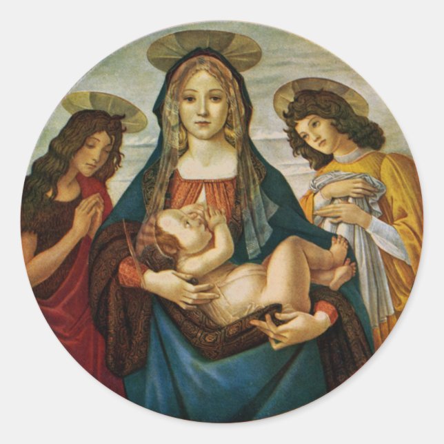 Botticelli's Madonna And Child Classic Round Sticker (Front)