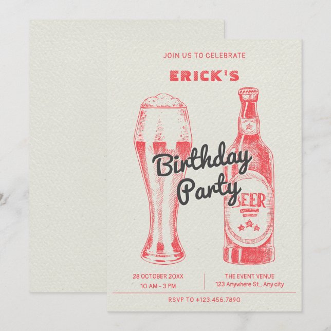 Bottle and beer Party Invitation (Front/Back)