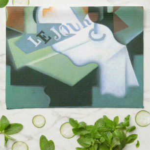 Bottle and Fruit Dish by Juan Gris, Vintage Cubism Kitchen Towel