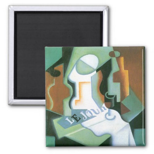 Bottle and Fruit Dish by Juan Gris Vintage Cubism Magnet