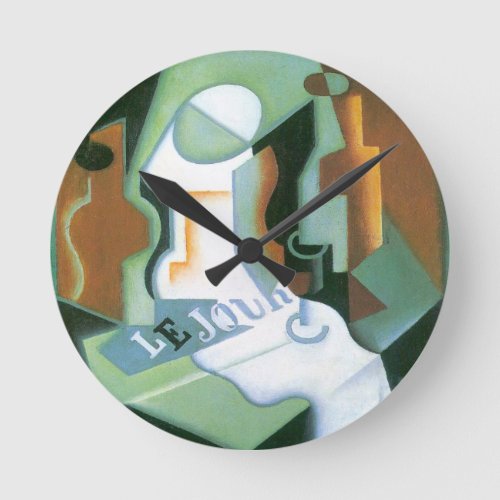 Bottle and Fruit Dish by Juan Gris Vintage Cubism Round Clock