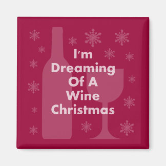 Bottle And Glass: Wine Christmas Magnet