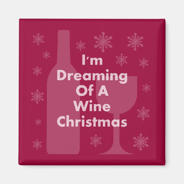 Bottle And Glass: Wine Christmas Magnet (Front)