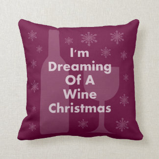 Bottle And Glass: Wine Christmas Throw Pillow