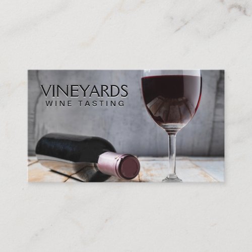 Bottle and Red Wine  Winery Tastings Business Card