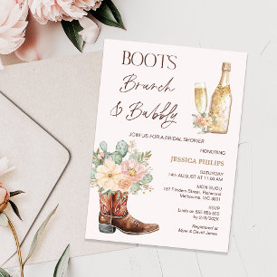 Bottle Blush Boots Brunch Bubbly Bridal Shower Invitation