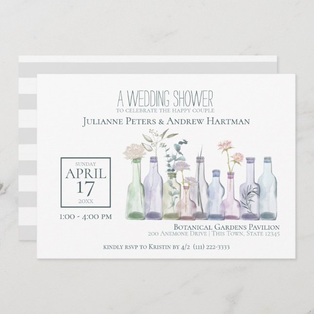 Bottle Botanical Wedding Shower Invitation (Front/Back)