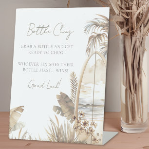 Bottle Chug Beach Baby Shower Pedestal Sign