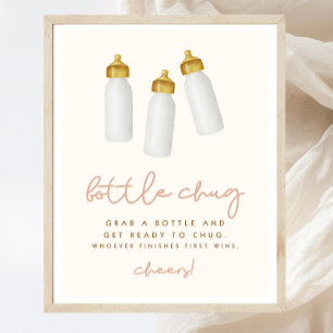 Bottle Chug Boho Baby Shower Game Sign